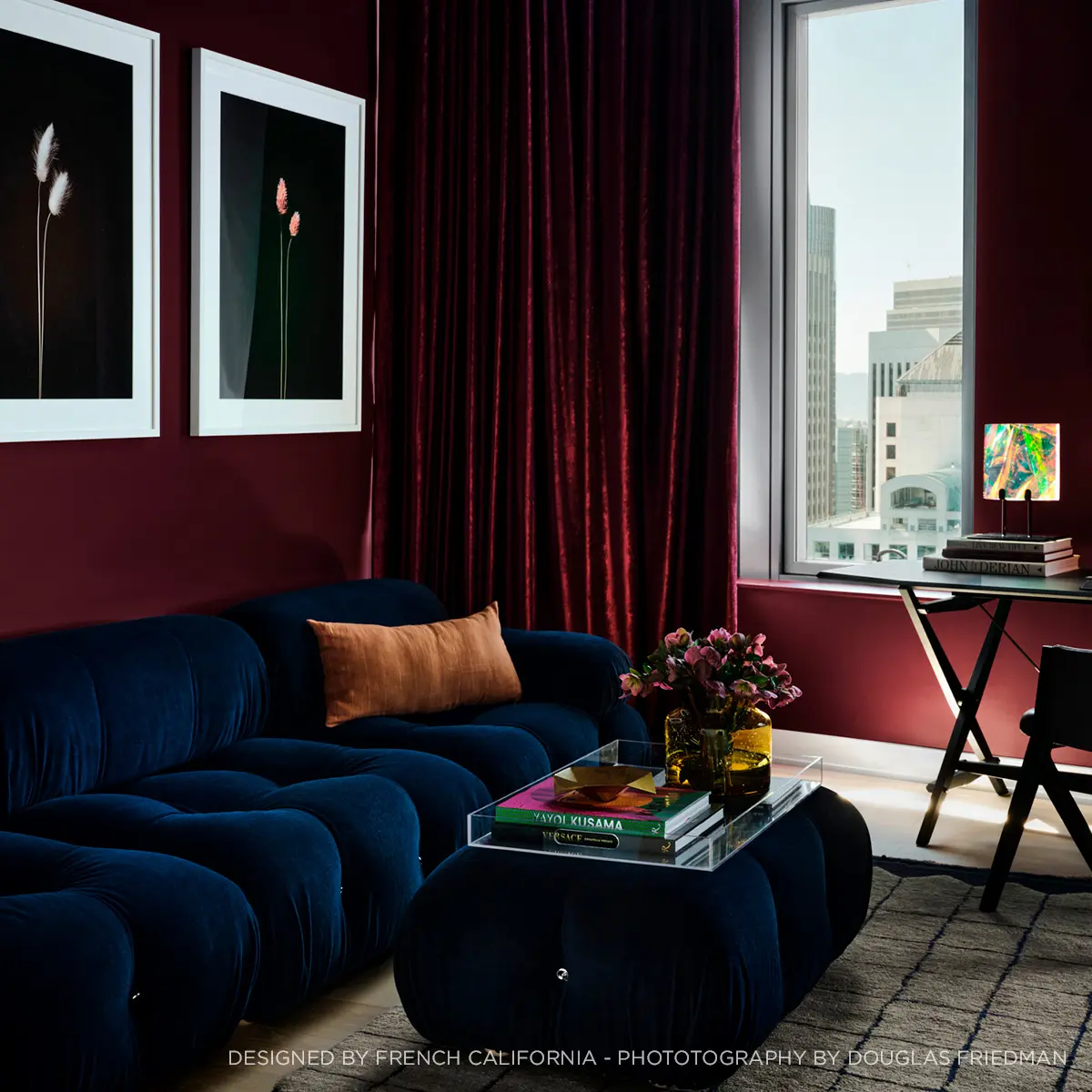 LOBBY SCENE_ Dark, warm purple-red