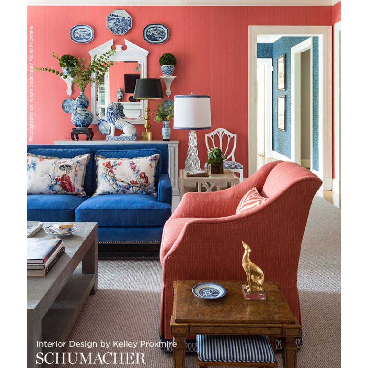 Plaisirs De La Chine - Bleu & Rouge Fabrics | Schumacher