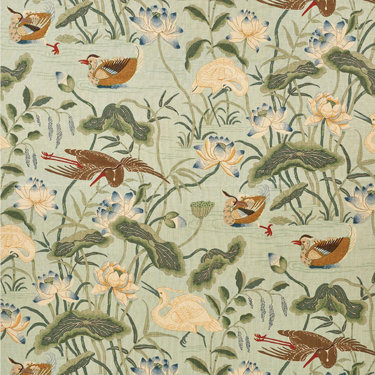Lotus Garden - Aqua Fabrics | Schumacher