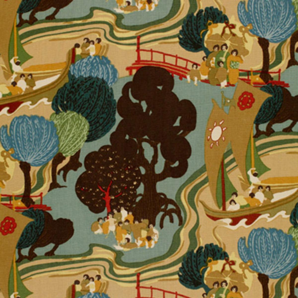 グレートオーシャンロード パステル画 原画 Pearl River - Jade Fabrics | Schumacher