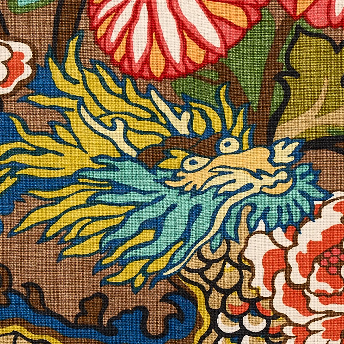 ◆ 圓山作 ◆ Chiang Mai Dragon - Mocha Fabrics | Schumacher
