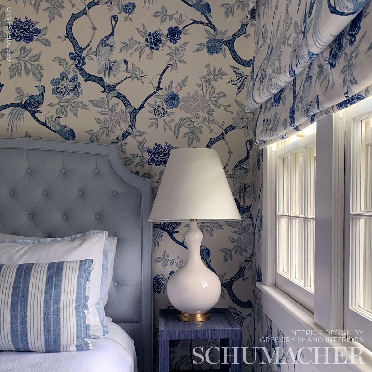 BONHEUR Papier　0610 Arbre Chinois - Porcelain Fabrics | Schumacher