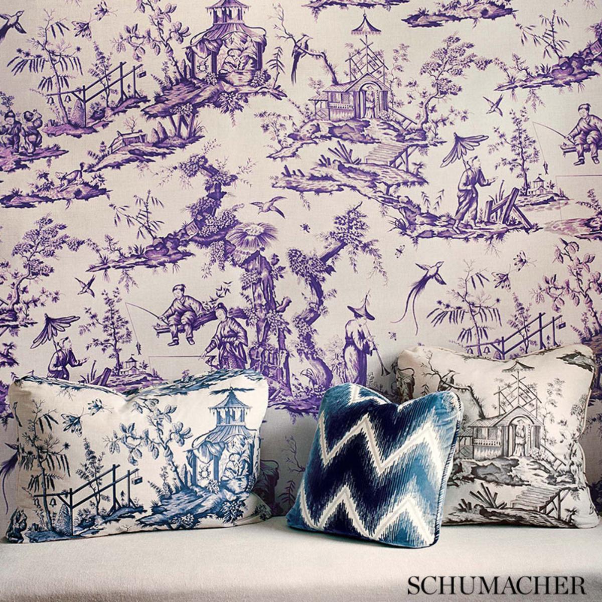 友禅画F10 Shengyou Toile - Iris Fabrics | Schumacher