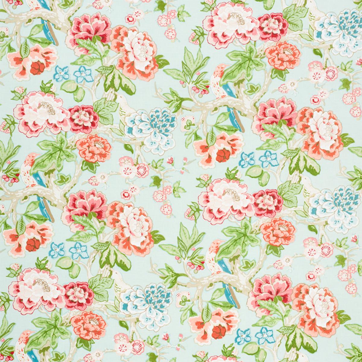 Bermuda Blossoms - Aqua Fabrics | Schumacher