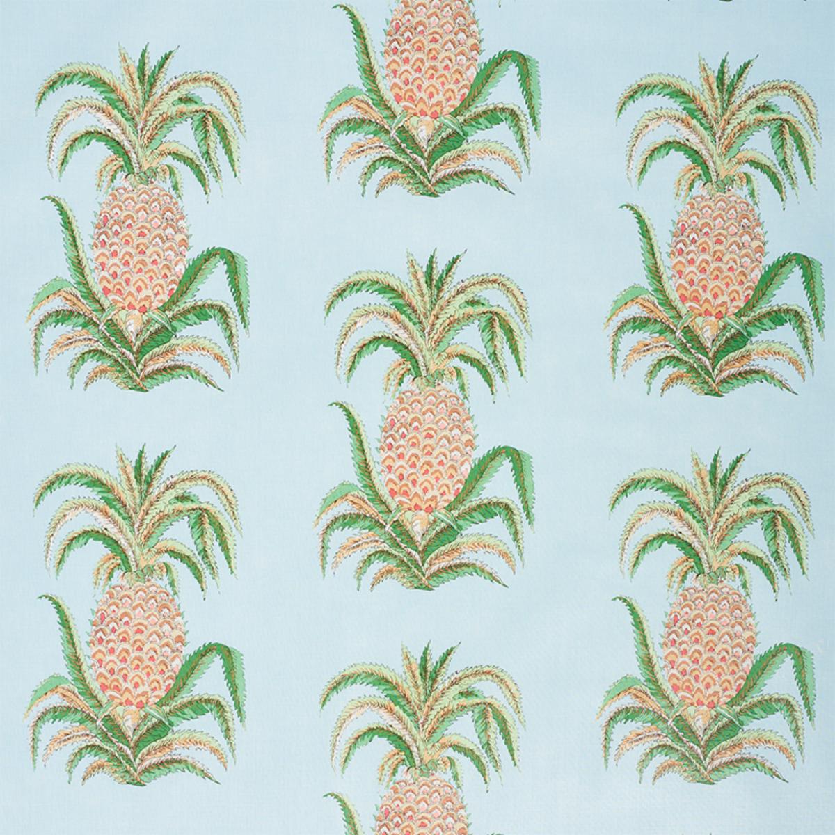 Pineapples Chintz - Sky Fabrics | Schumacher
