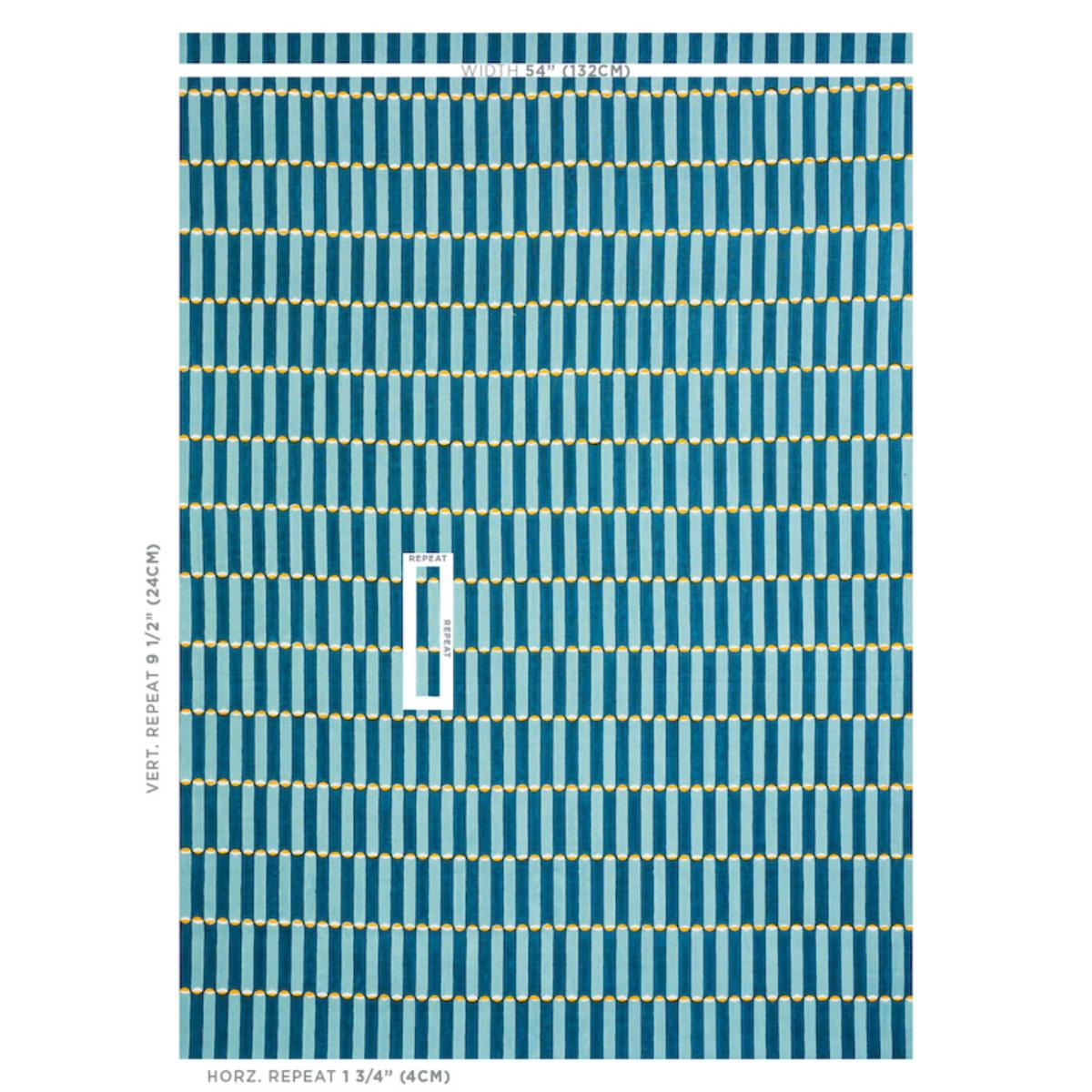 Luna Hand Block Print - Blue & Turmeric Fabrics | Schumacher