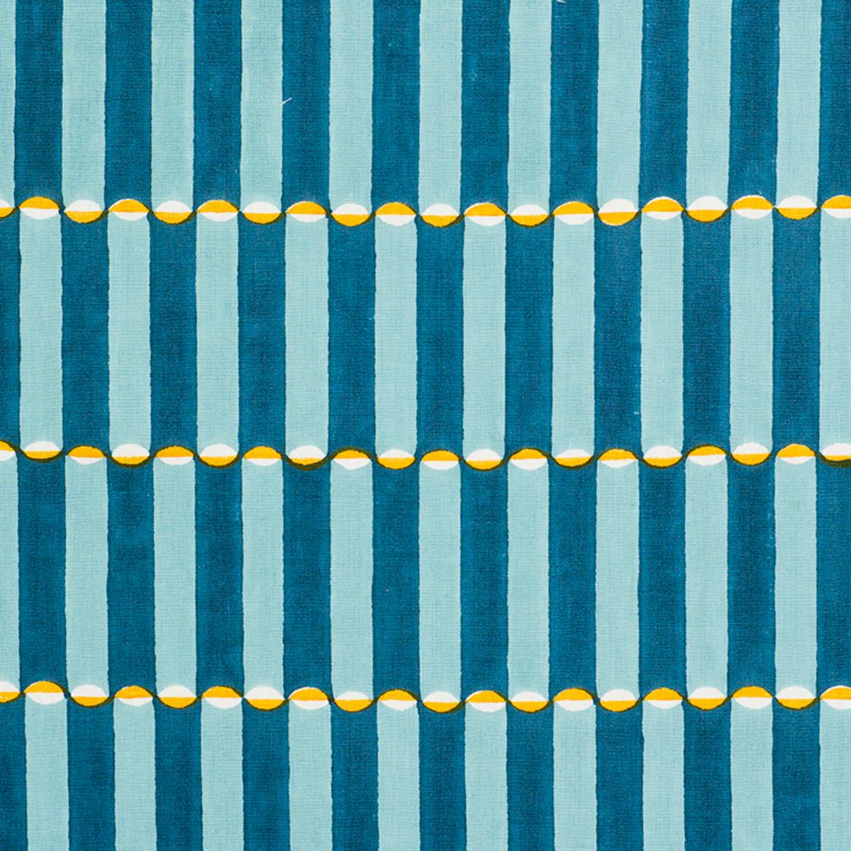 Luna Hand Block Print - Blue & Turmeric Fabrics | Schumacher