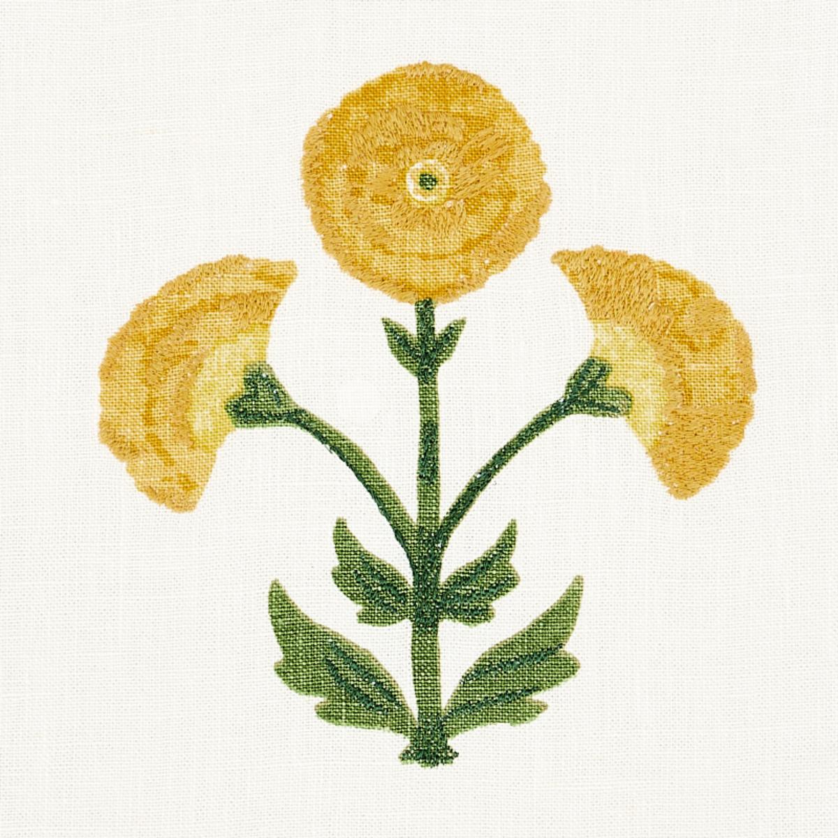 Saranda Flower Embroidery - Marigold Fabrics | Schumacher