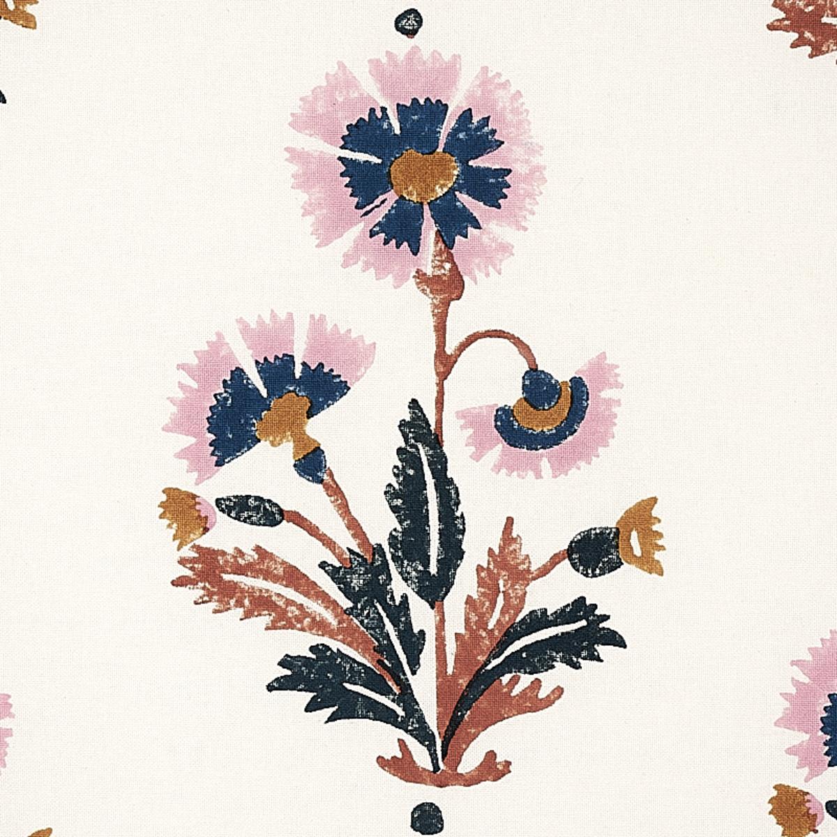 Dianthus Hand Block Print - Rust & Rose Fabrics | Schumacher