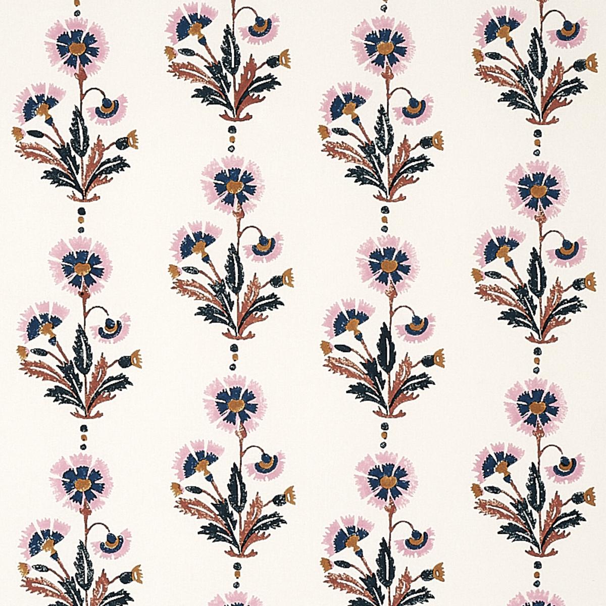 Dianthus Hand Block Print - Rust & Rose Fabrics | Schumacher