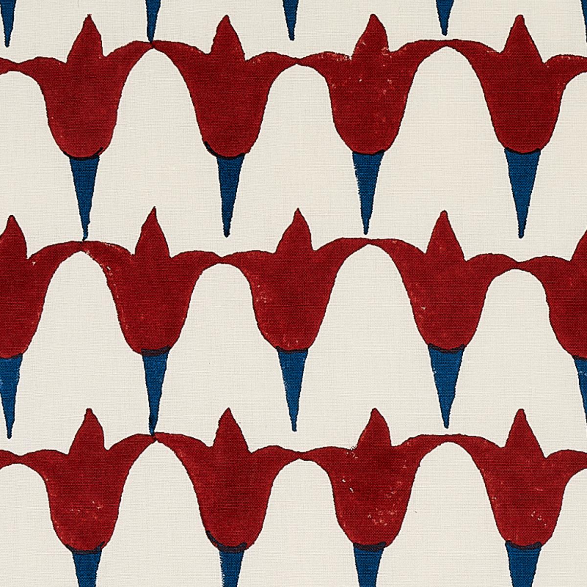 Tulip Hand Block - Iron & Indigo Fabrics | Schumacher