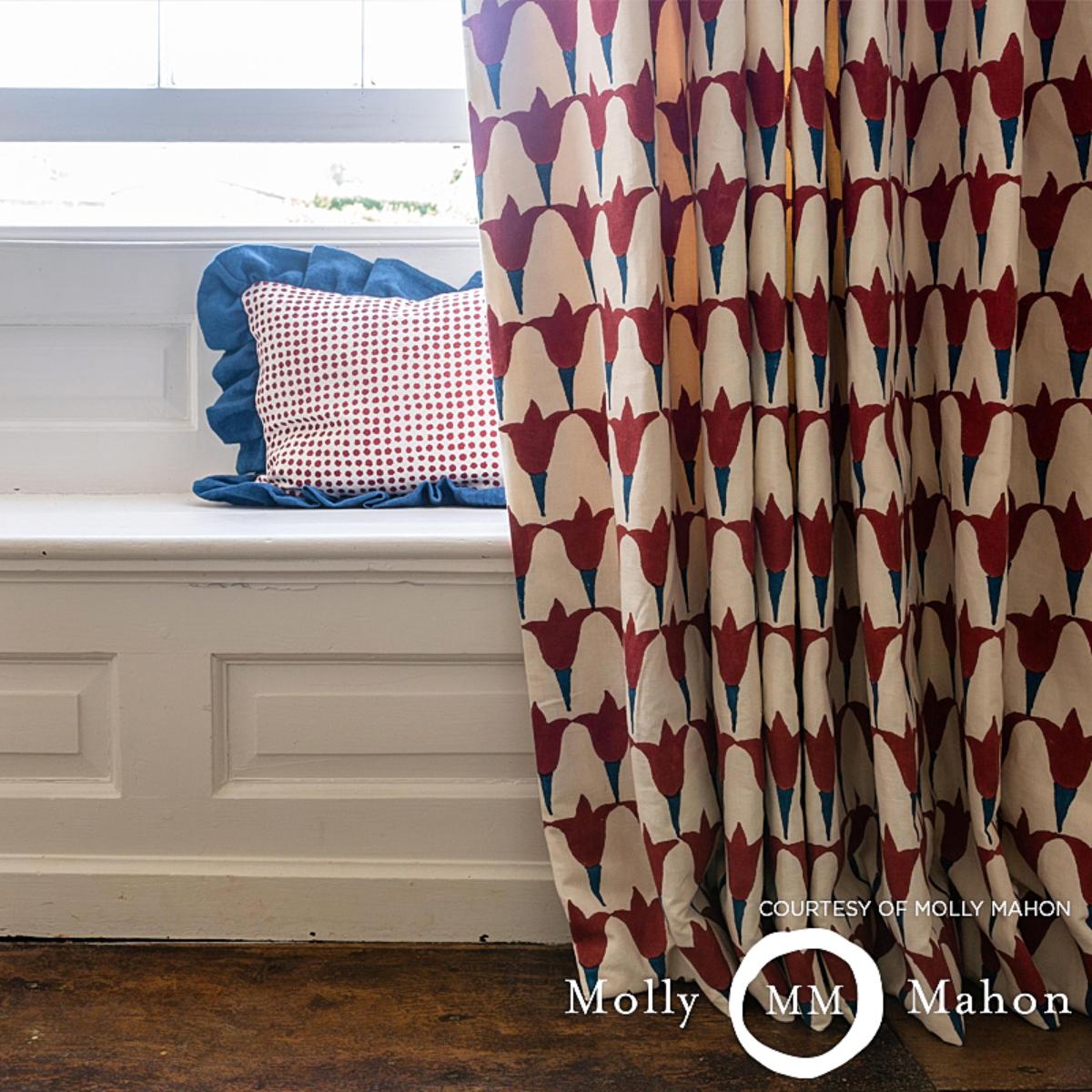 Tulip Hand Block - Iron & Indigo Fabrics | Schumacher