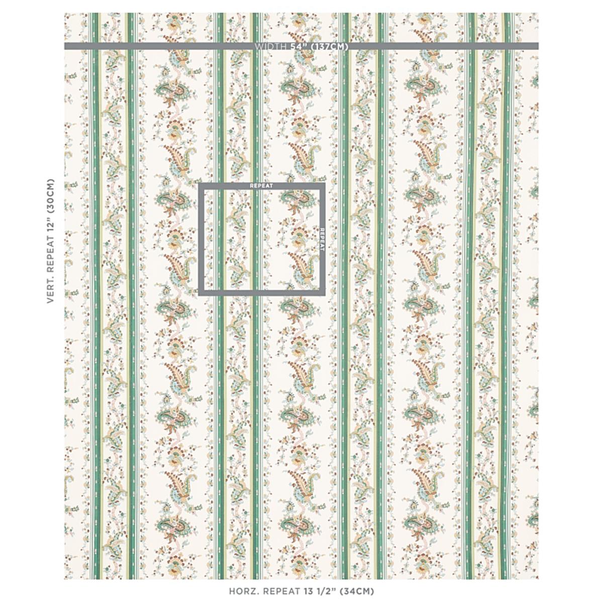 Elena Paisley Stripe - Green Fabrics | Schumacher