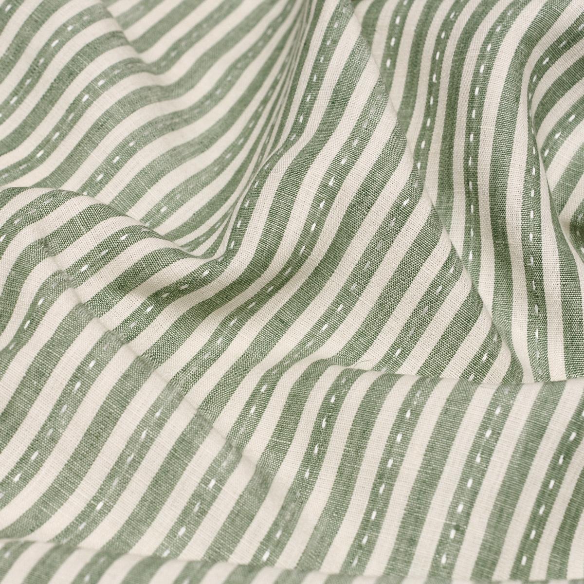 Mathis Ticking Stripe - Sage Fabrics | Schumacher