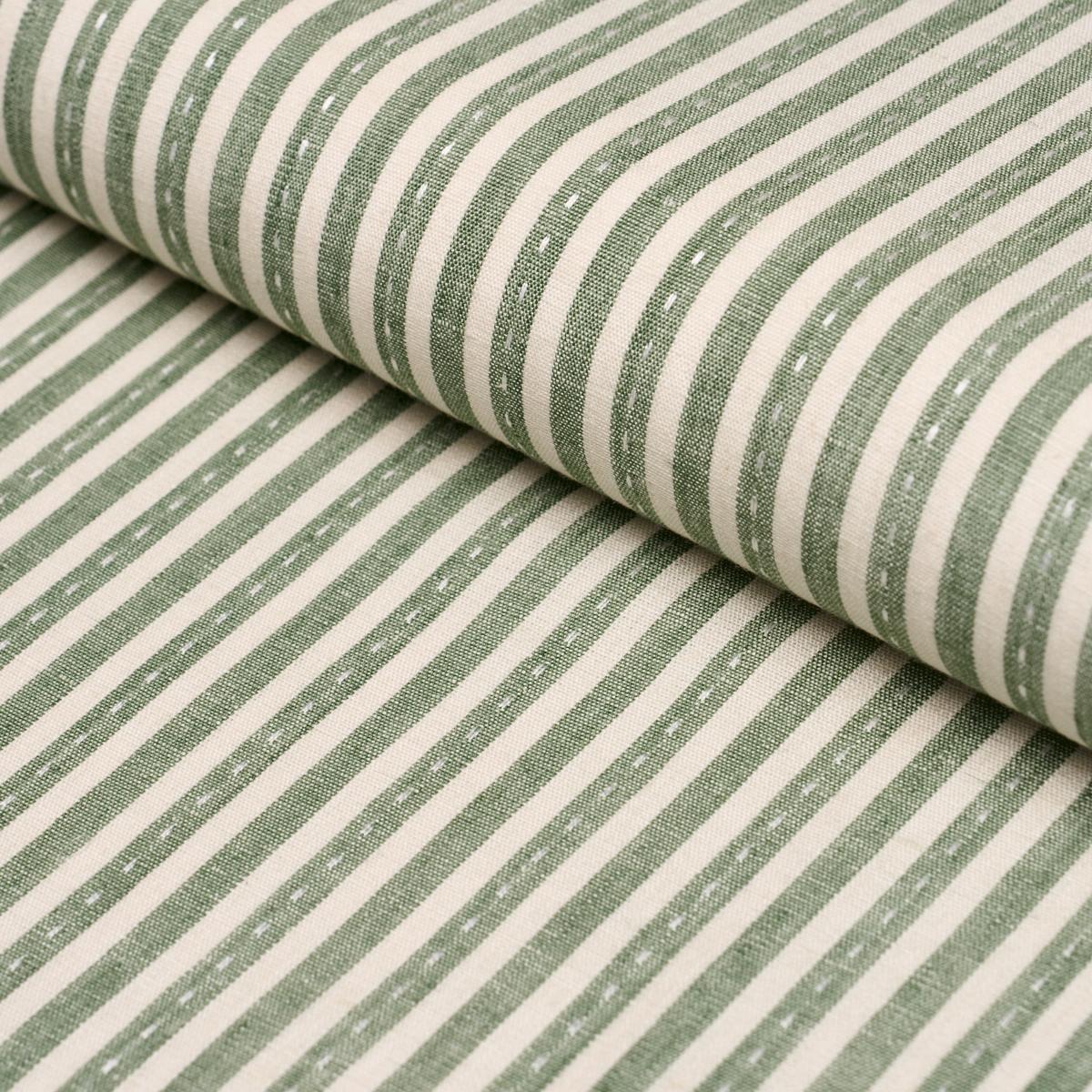 Mathis Ticking Stripe - Sage Fabrics | Schumacher