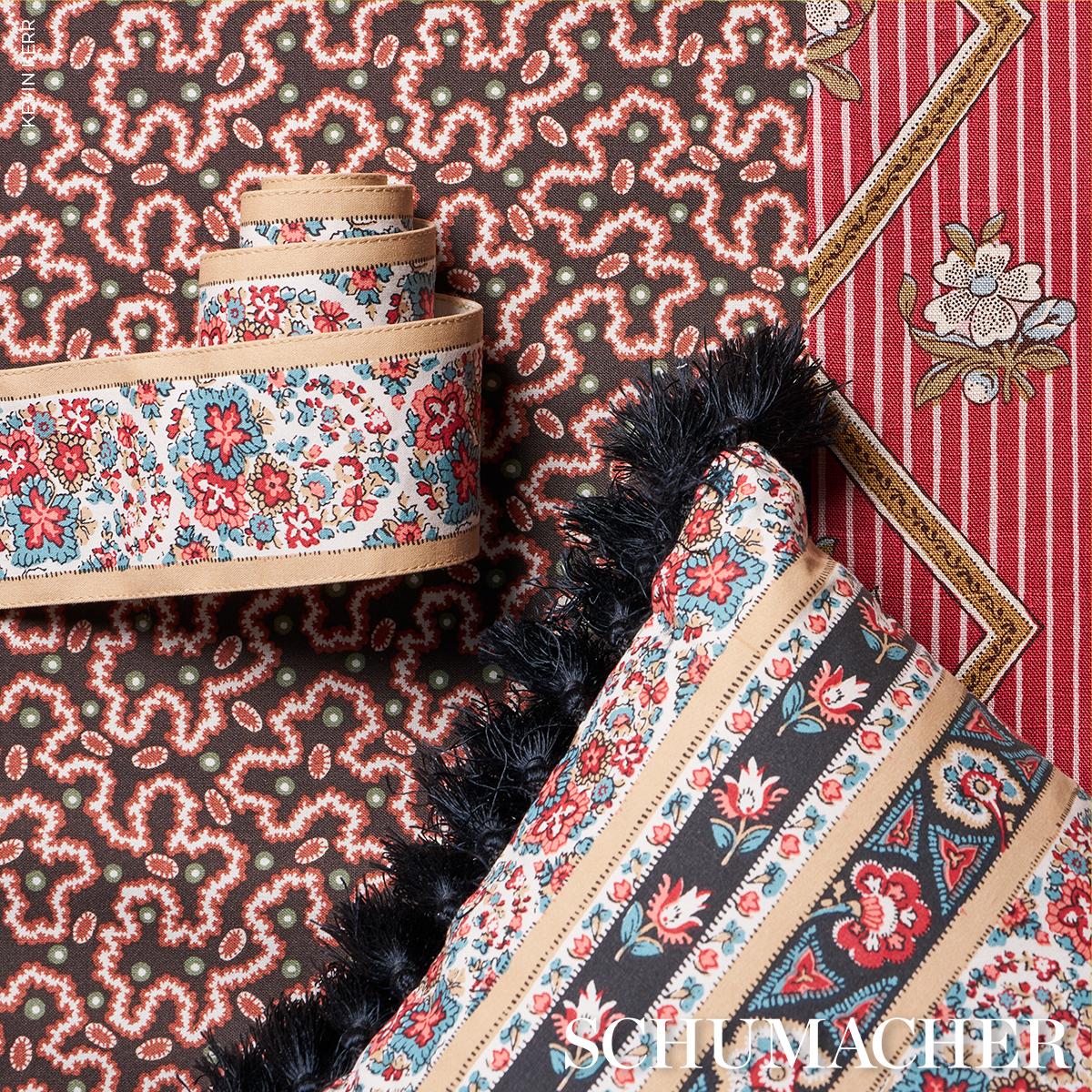 Sylvain Floral Stripe - Rouge Fabrics | Schumacher