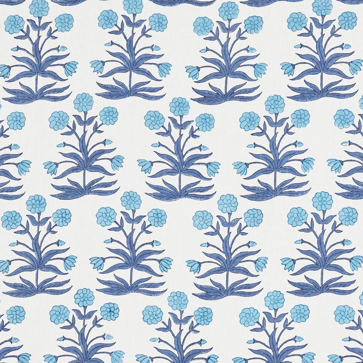 Mughal Hand Block Print - Sky Indigo Fabrics | Schumacher