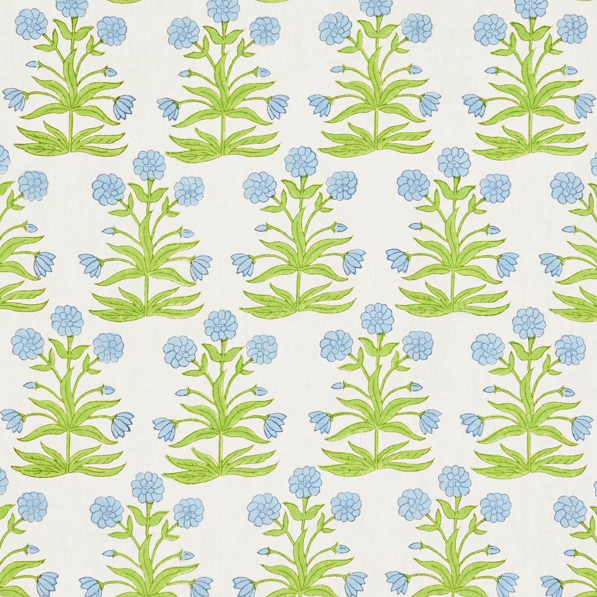 Mughal Hand Block Print - Sky Pistachio Fabrics | Schumacher