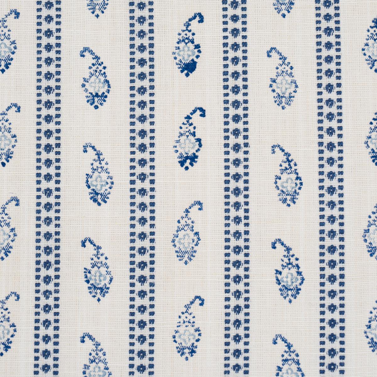 Eddie Woven Hand Block Print - Blue Fabrics | Schumacher