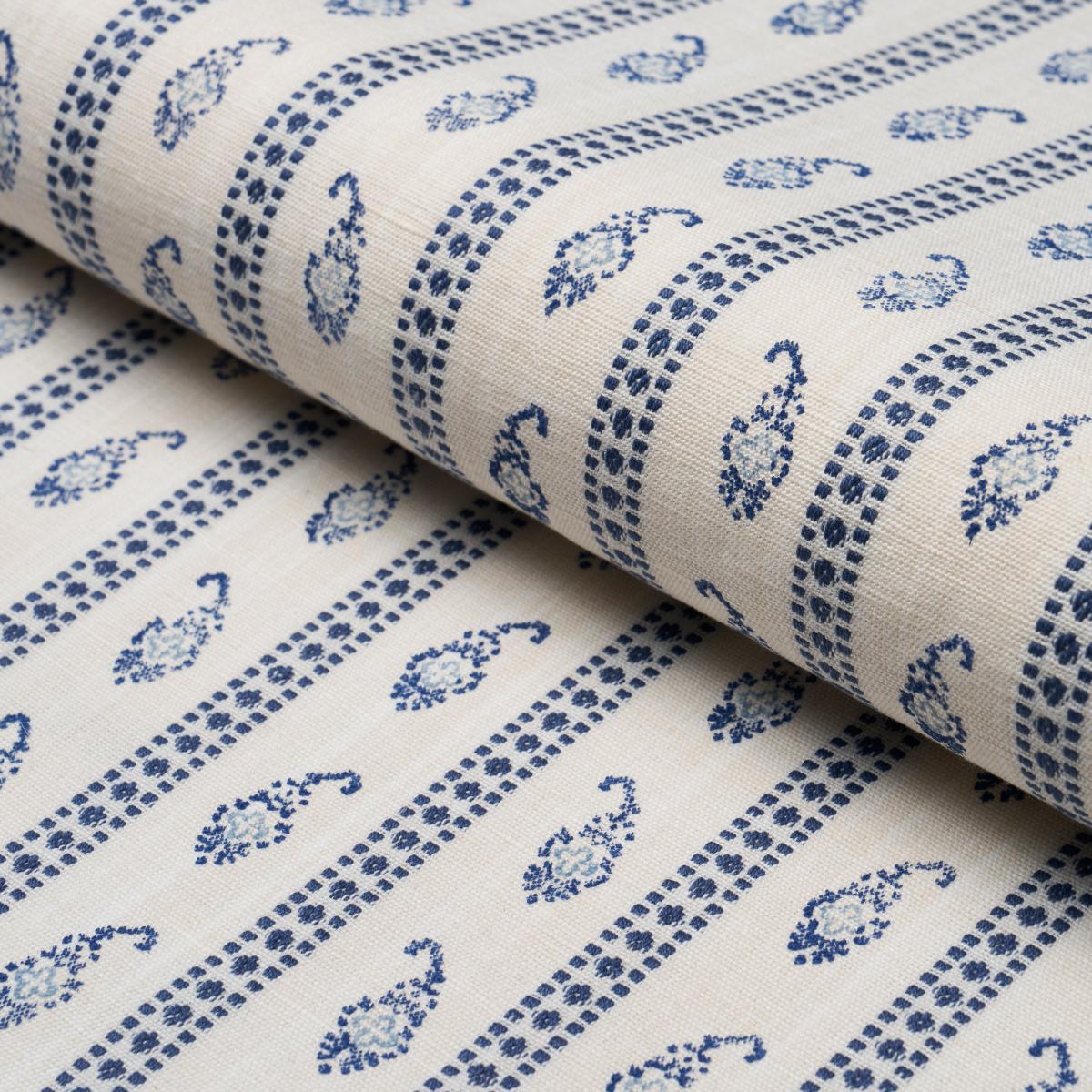 Eddie Woven Hand Block Print - Blue Fabrics | Schumacher
