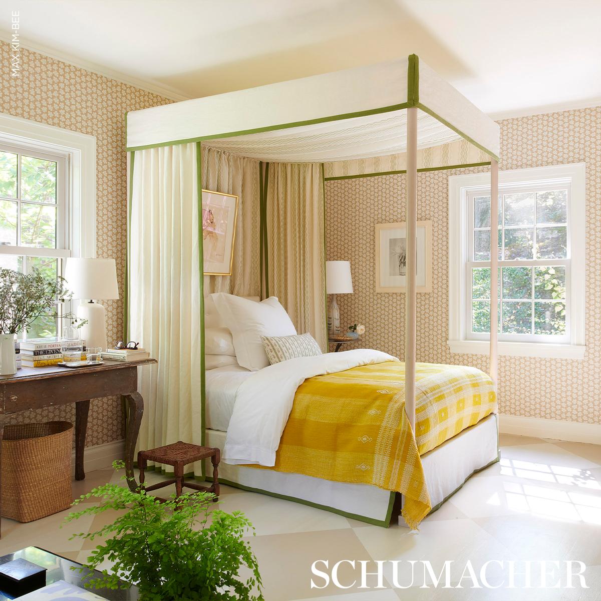 Eddie Woven Hand Block Print - Green Fabrics | Schumacher