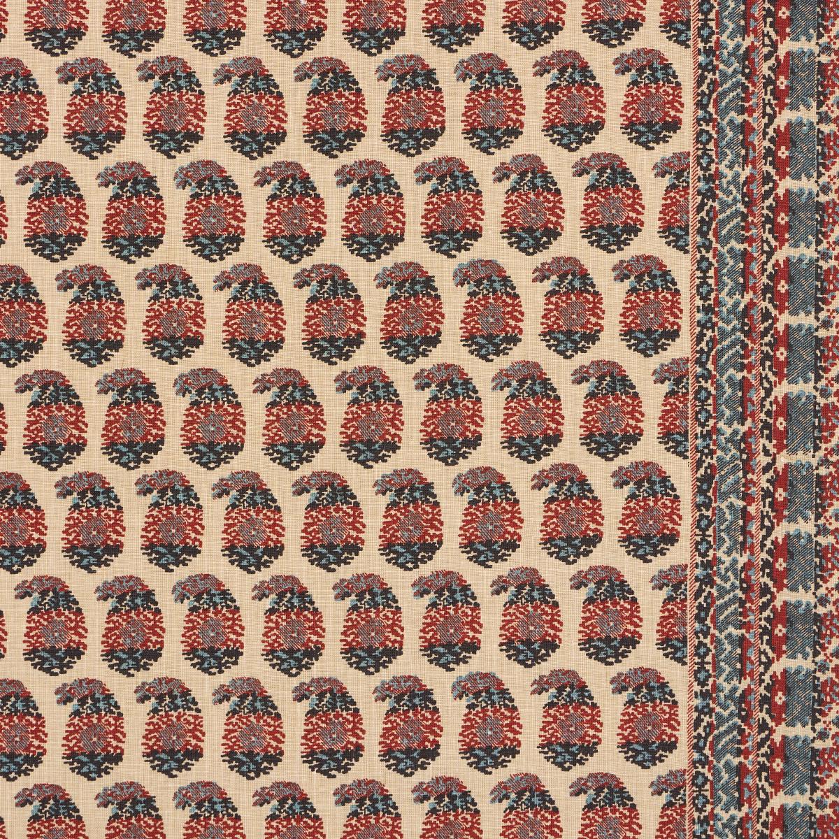 red tree① Terry - Red & Navy Fabrics | Schumacher