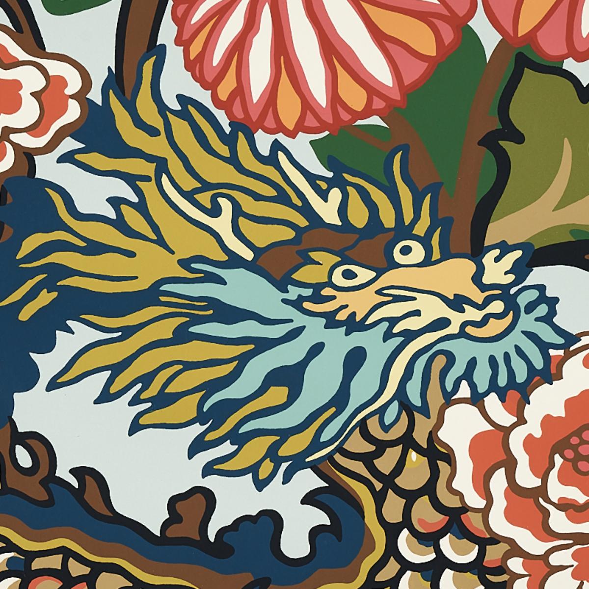 Chiang Mai Dragon - Aquamarine Wallpapers | Schumacher