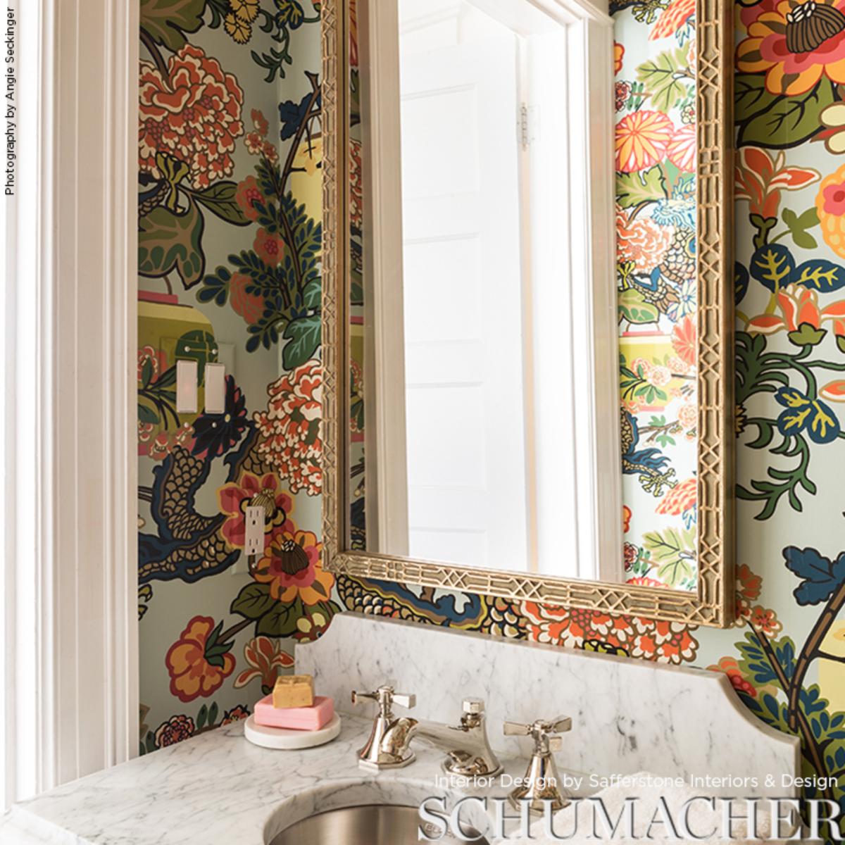 Chiang Mai Dragon - Aquamarine Wallpapers | Schumacher