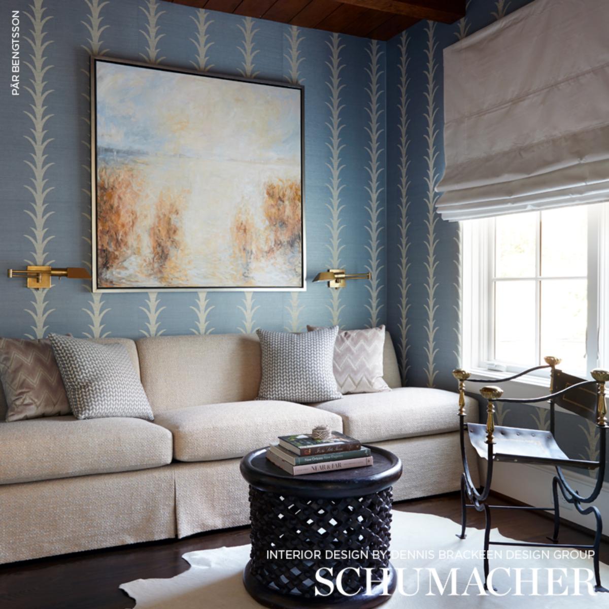 Acanthus Stripe Sisal - Chambray Wallpapers | Schumacher