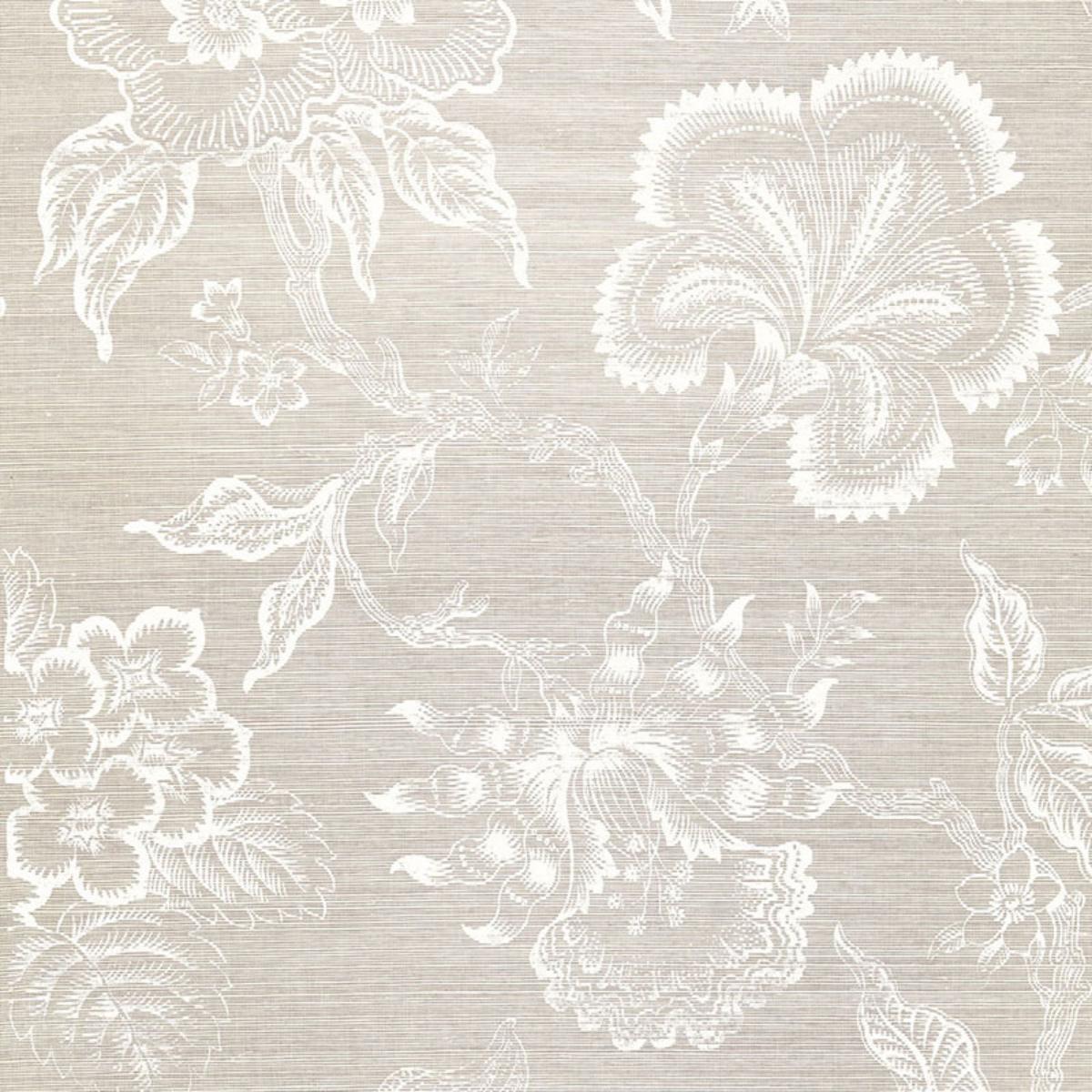 Hothouse Flowers Sisal - Fog & Chalk Wallpapers | Schumacher