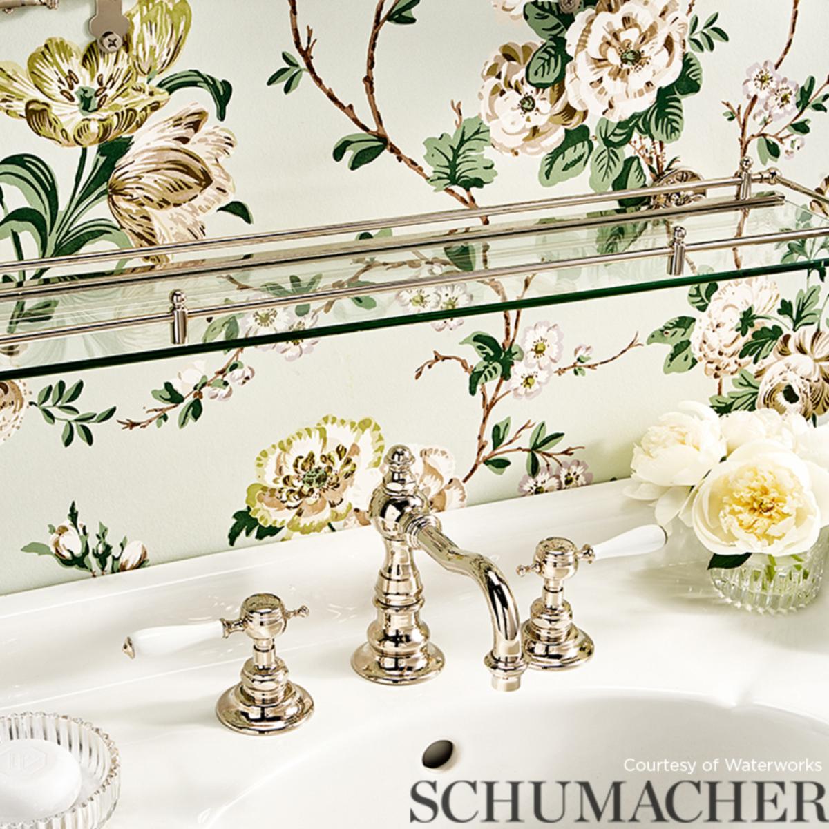 アンティーク雑貨 Chamomile Betty - Celadon Wallpapers | Schumacher