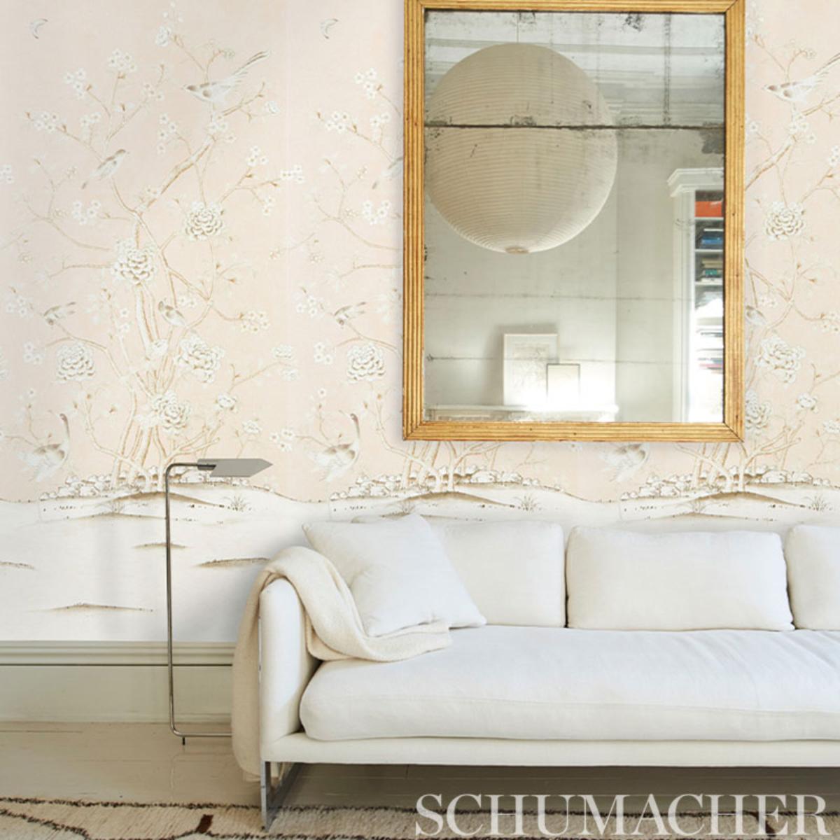 Chinois Palais Vinyl Panel - Blush Wallpapers | Schumacher