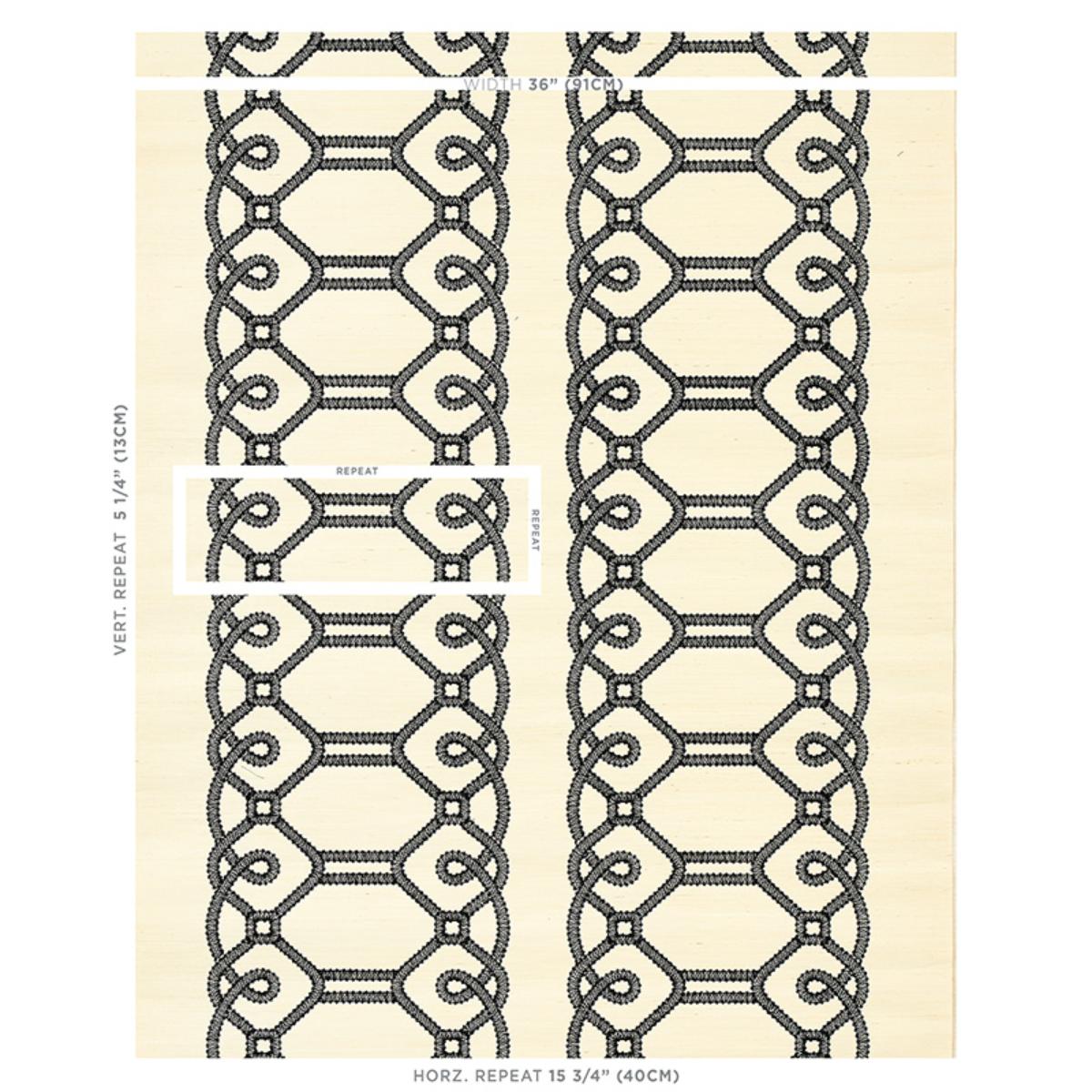 Ziz Embroidered Sisal - Black Wallpapers | Schumacher