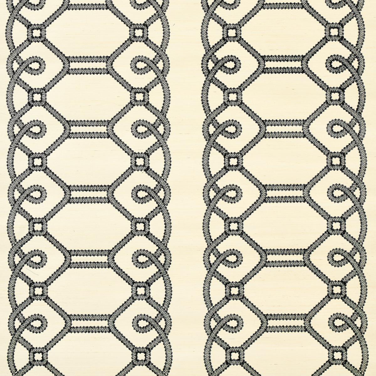 Ziz Embroidered Sisal - Black Wallpapers | Schumacher