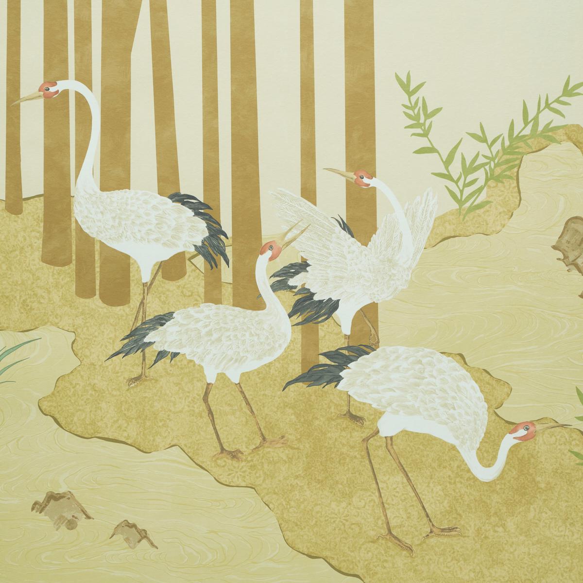 Yashinoki Crane Panel Set - Gold Wallpapers | Schumacher