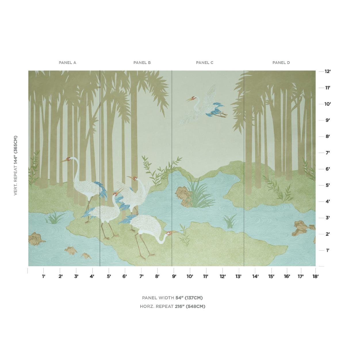 Yashinoki Crane Panel Set - Willow Wallpapers | Schumacher