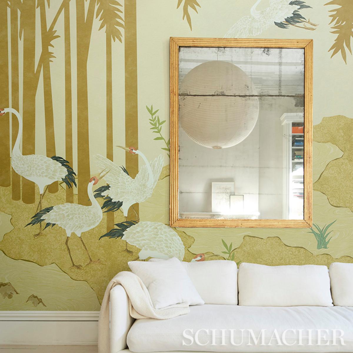 ジャンクジャーナル　雑記帳　Icy Blue Yashinoki Crane Panel Set - Willow Wallpapers | Schumacher