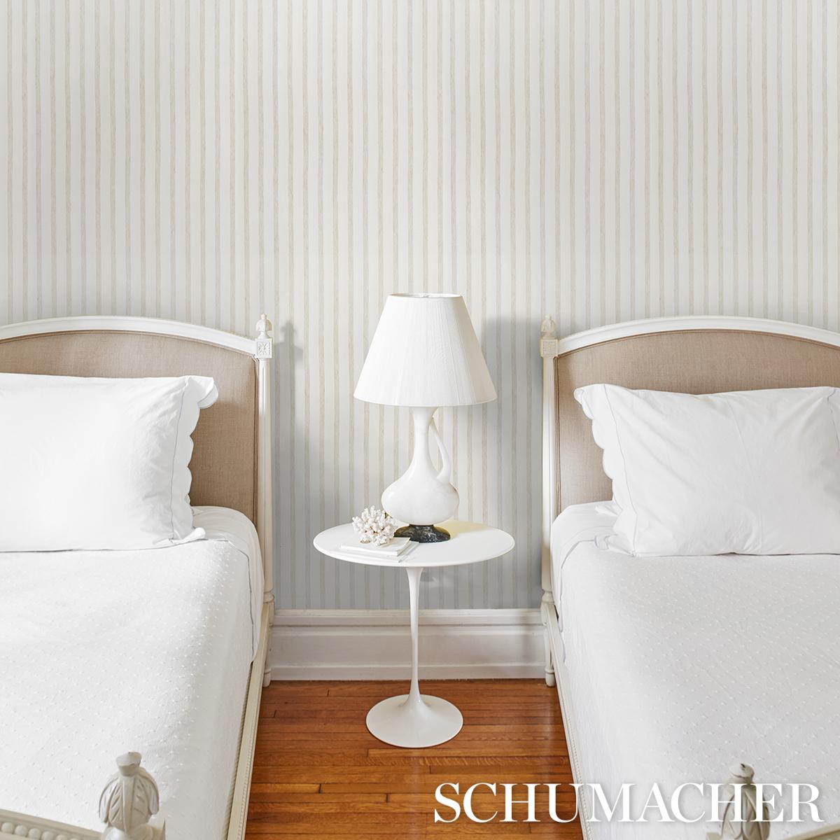 Textured Linen Stripe - White Wallpapers | Schumacher