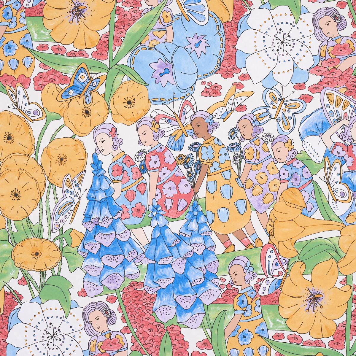 アートジャンキー Floral Kumara CANDIE BOLTON Fairie Garden - Yellow And Ivory Wallpapers | Schumacher