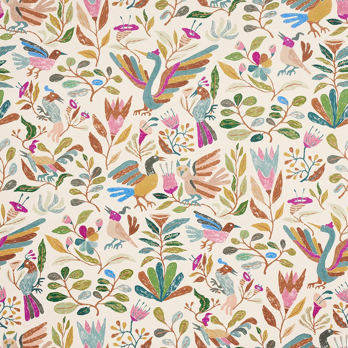 アートジャンキー Floral Kumara CANDIE BOLTON Canopy - Multi Birds Wallpapers | Schumacher