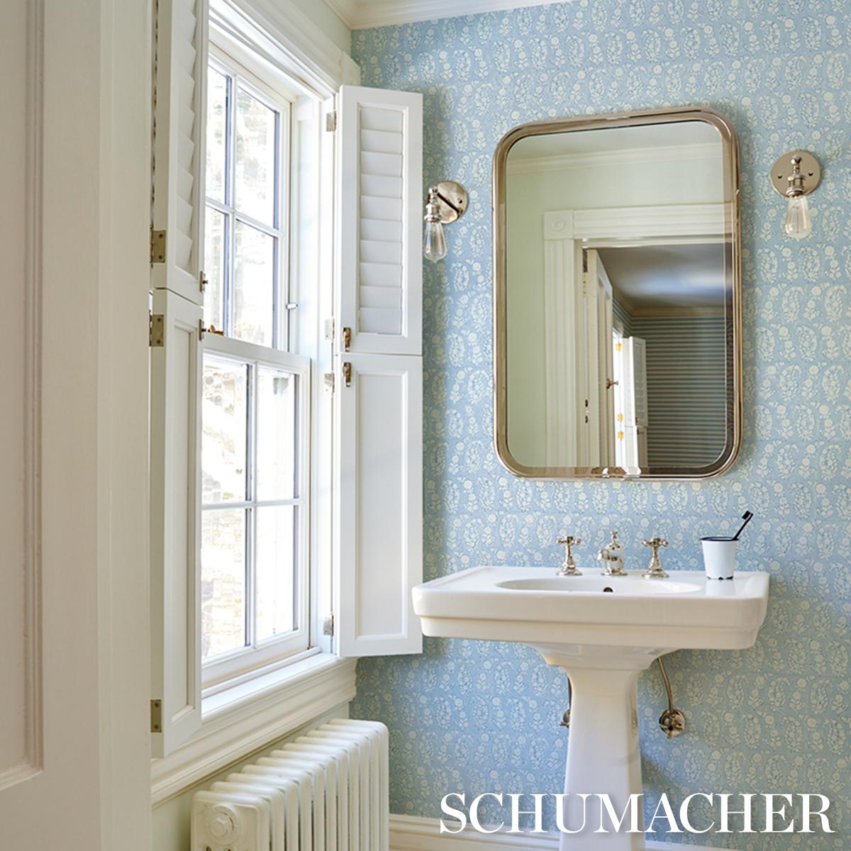 Arita Block Print - Cornflower Wallpapers | Schumacher