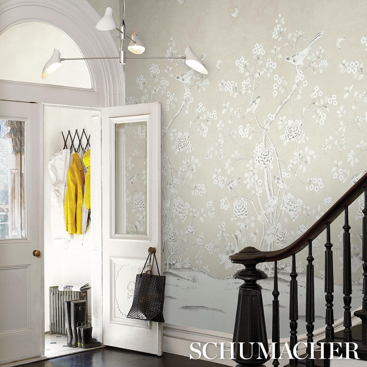 アートジャンキー Floral Kumara CANDIE BOLTON Chickadee Floral - Sky Fabrics | Schumacher