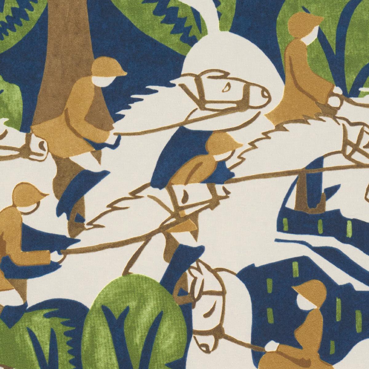 Margaret Schloeman's Fox Chase - Navy & Green Wallpapers | Schumacher