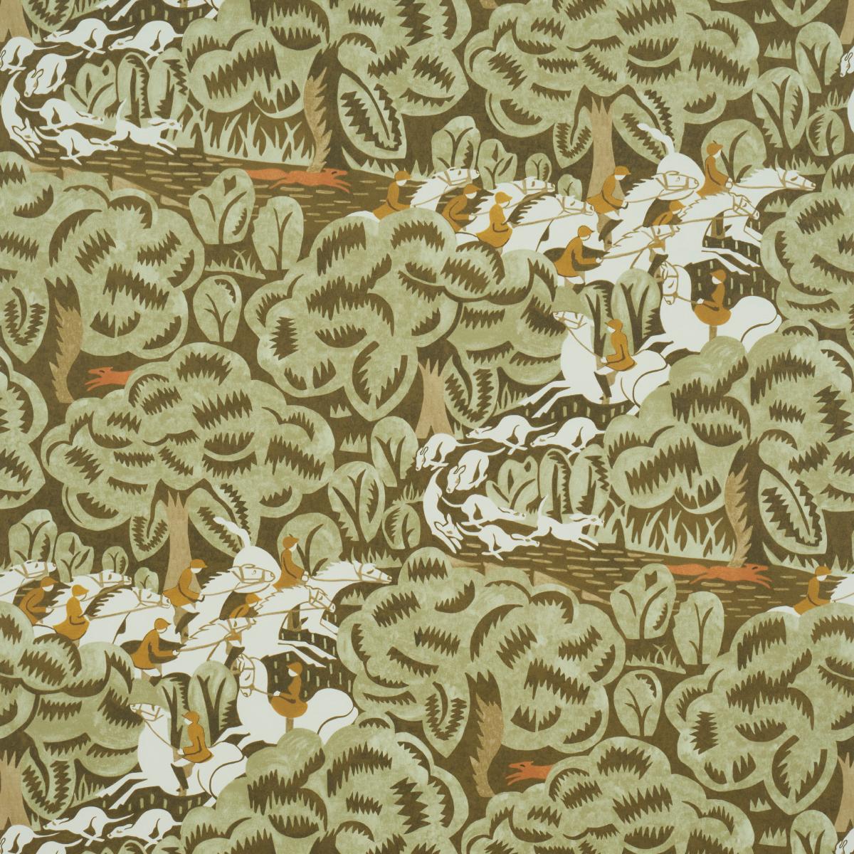 Margaret Schloeman's Fox Chase - Sage & Soft Brown Wallpapers