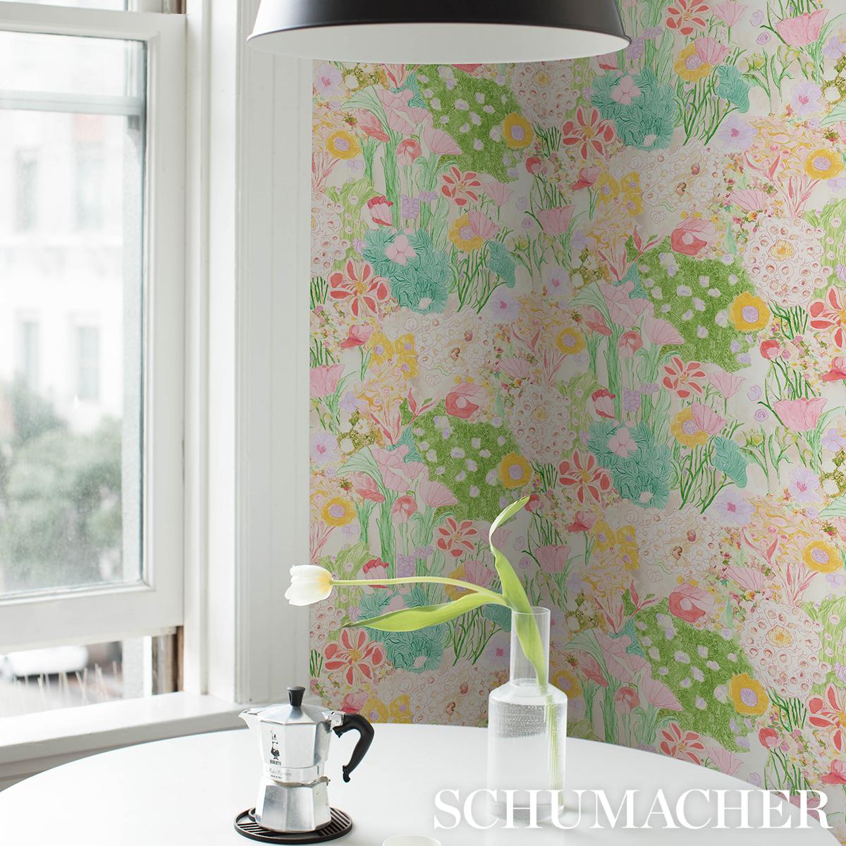 Frank's Garden - Pink & Green Wallpapers | Schumacher