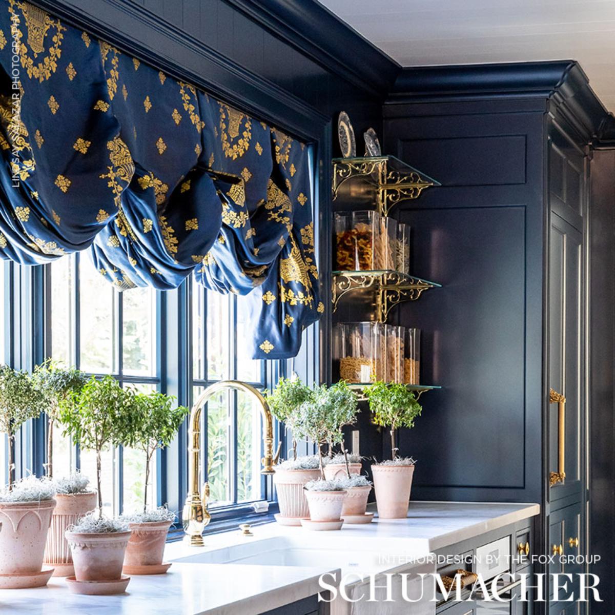 Blue Room Lampas - Blue Fabrics | Schumacher