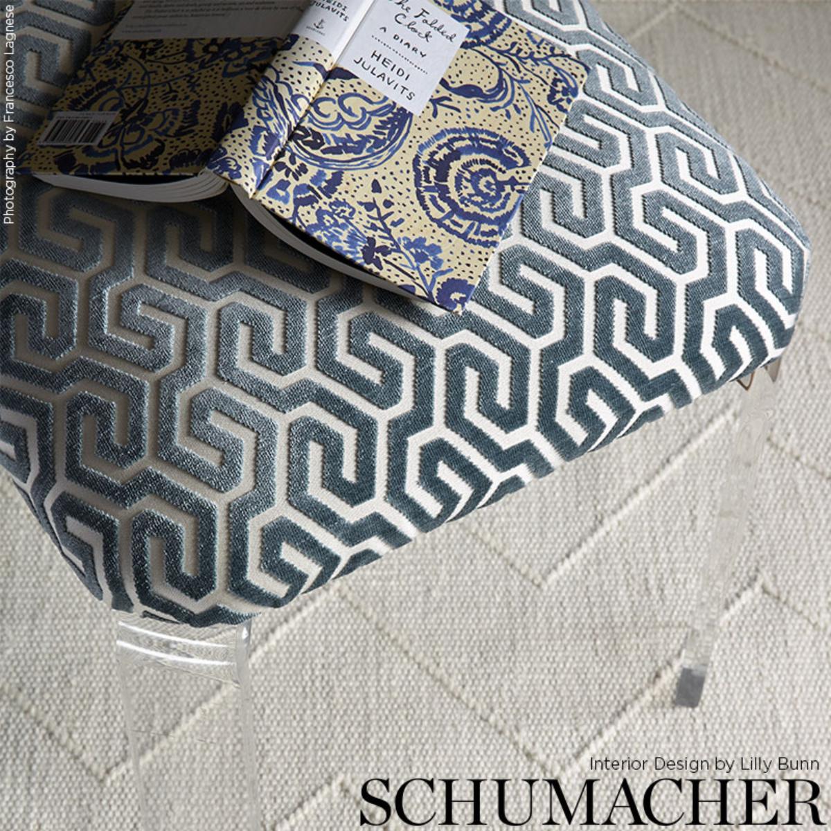 Ming Fret Velvet - Mineral Fabrics | Schumacher