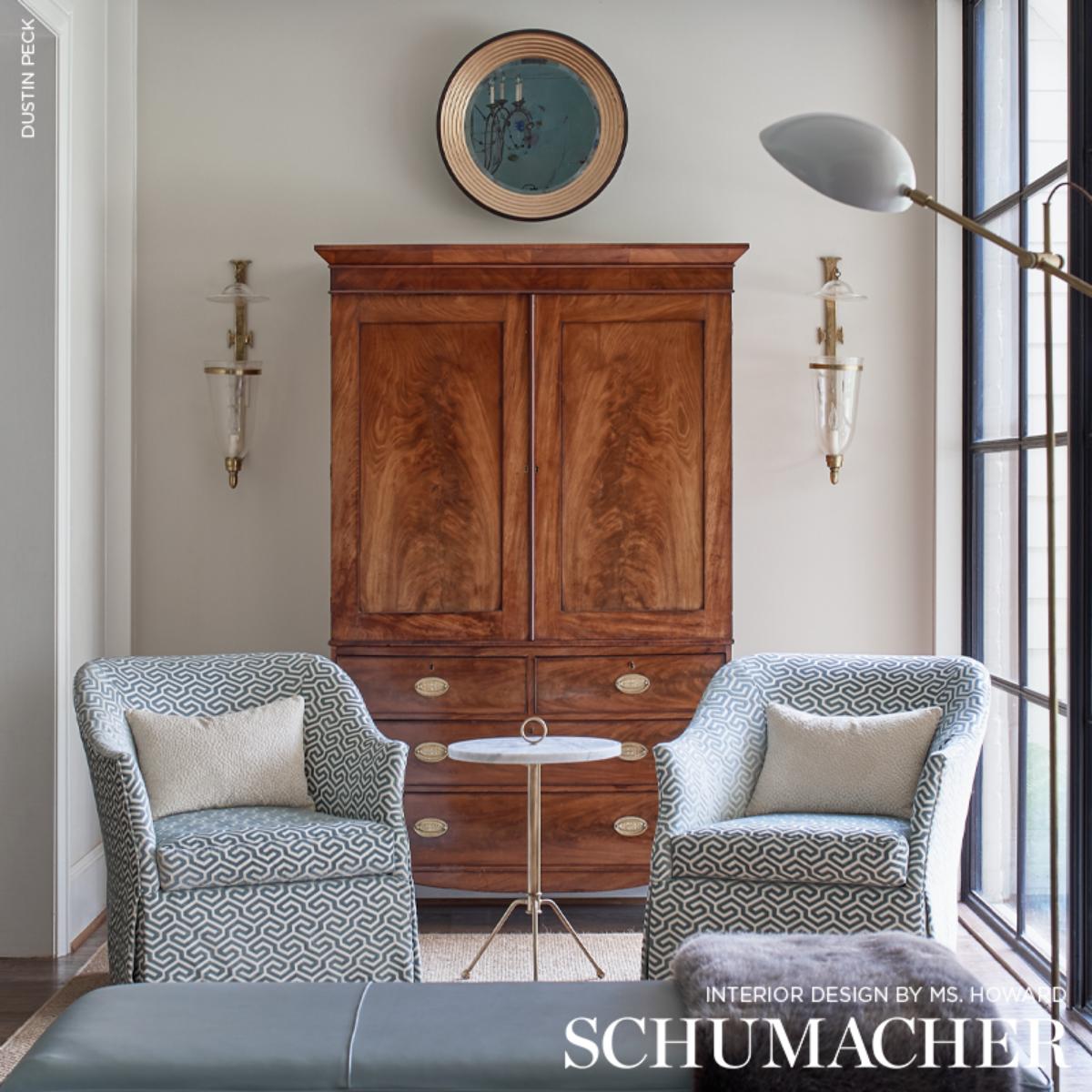 Ming Fret Velvet - Mineral Fabrics | Schumacher