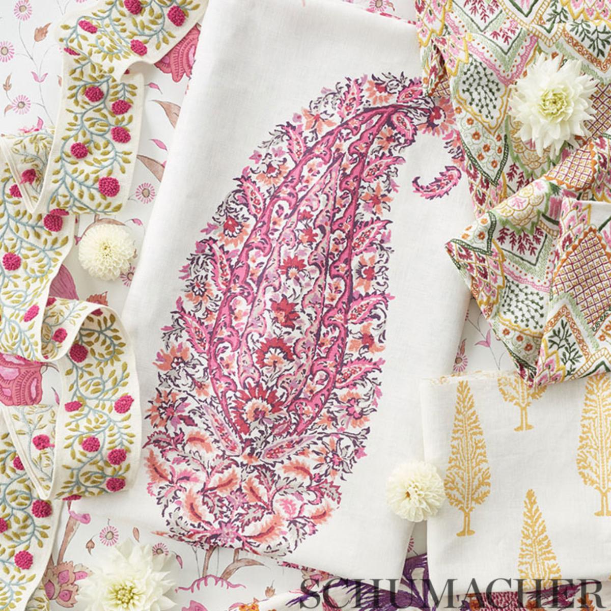 Ashoka Tape - Magenta & Leaf Trims | Schumacher