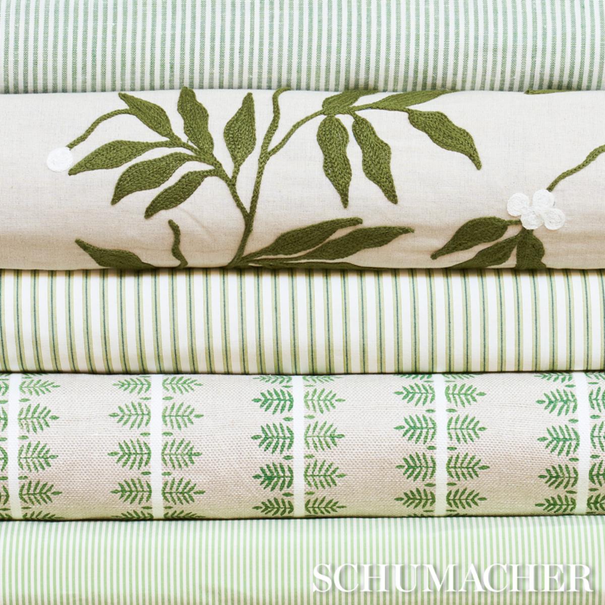 Alva Hand Block Print - Green Fabrics | Schumacher